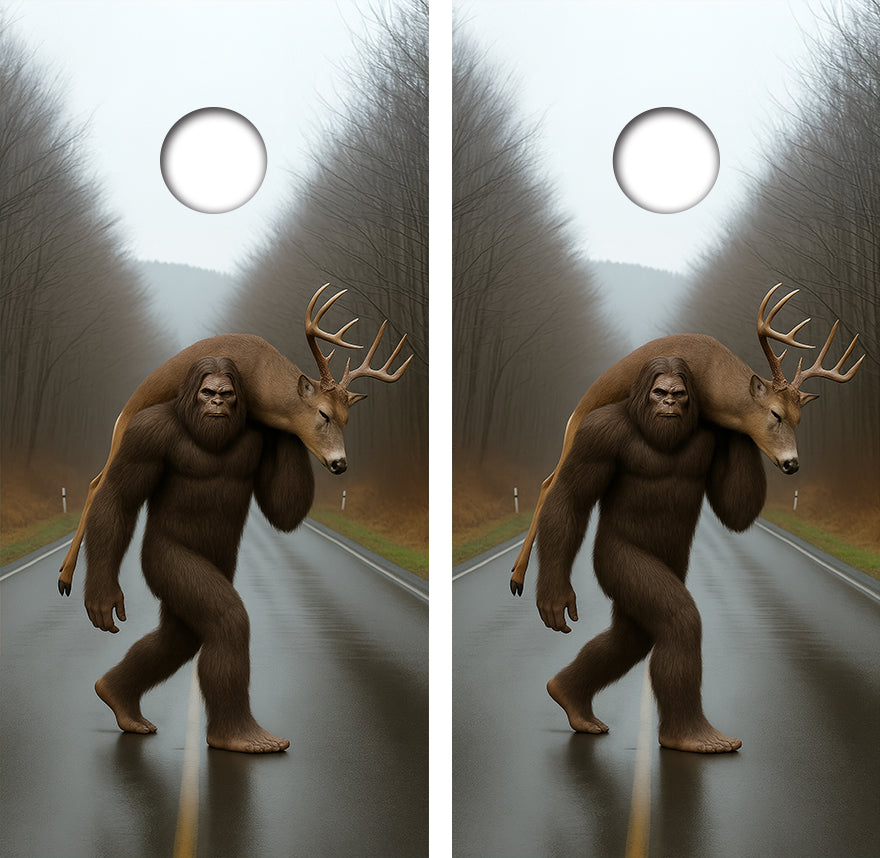 Sasquatch Big Foot Deer Cornhole Design - View 2