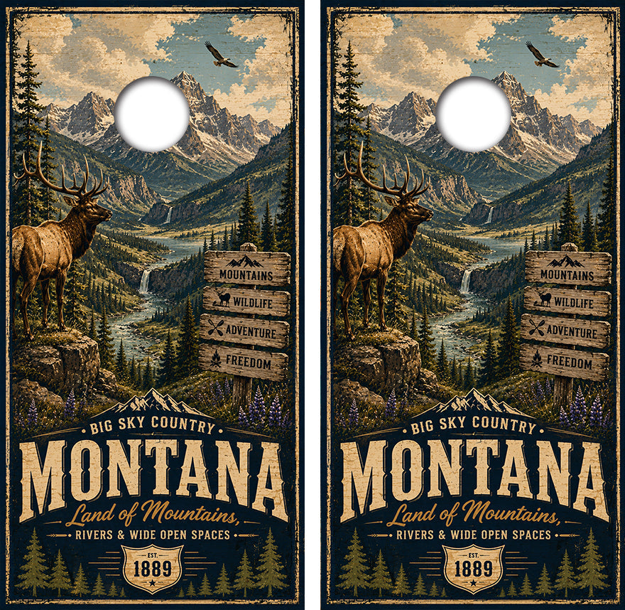 Montana Land of Mountains Cornhole Design - View 2