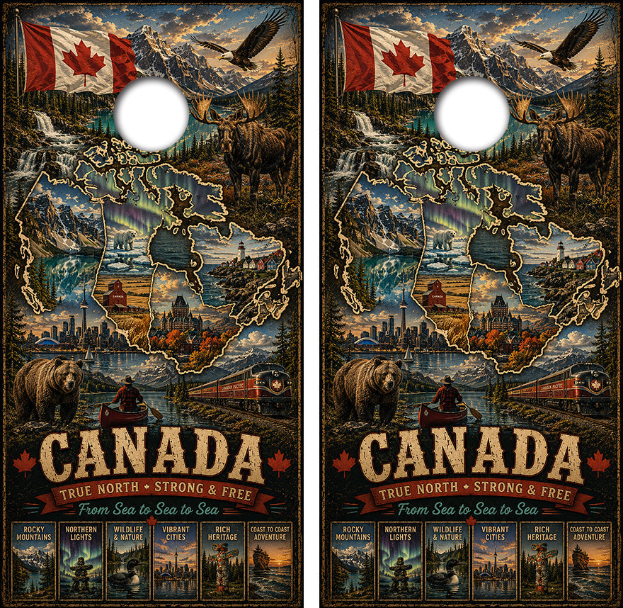 Canada True North Strong Free Cornhole Design - View 2
