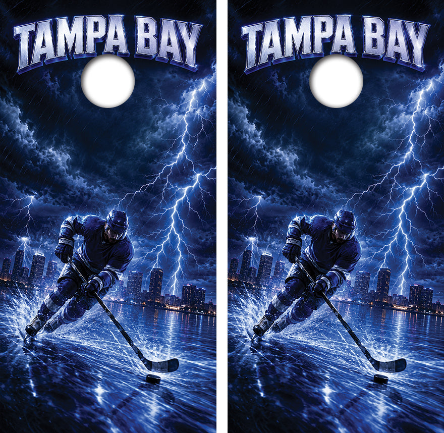 Tampa Bay Lightning Inspired Cornhole Design - View 2