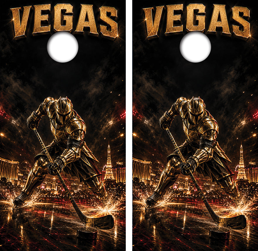 Las Vegas Knights Inspired Cornhole Design - View 2