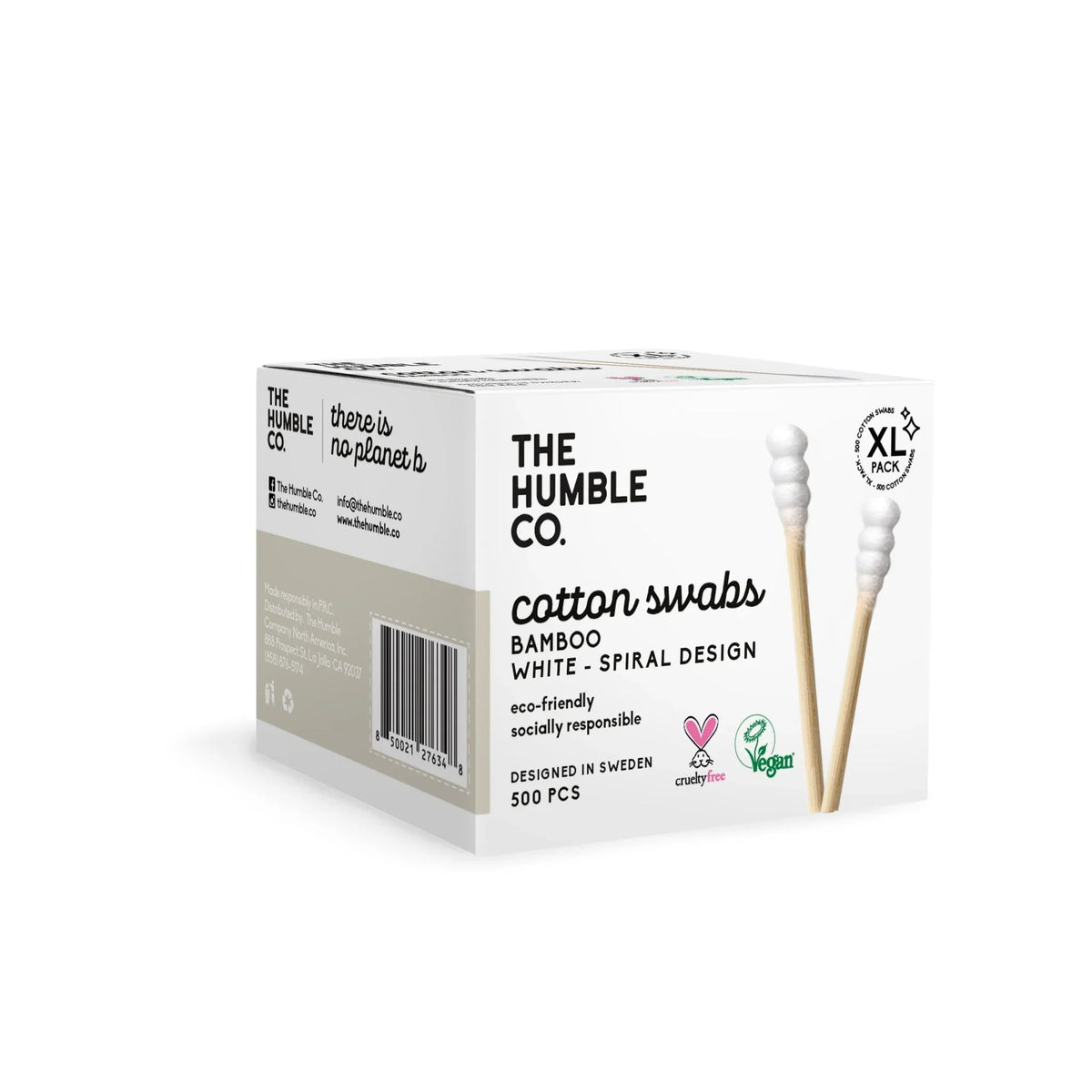 The Humble Co. Bamboo Cotton Swabs, White Spiral, 500 ct (Case of 4)