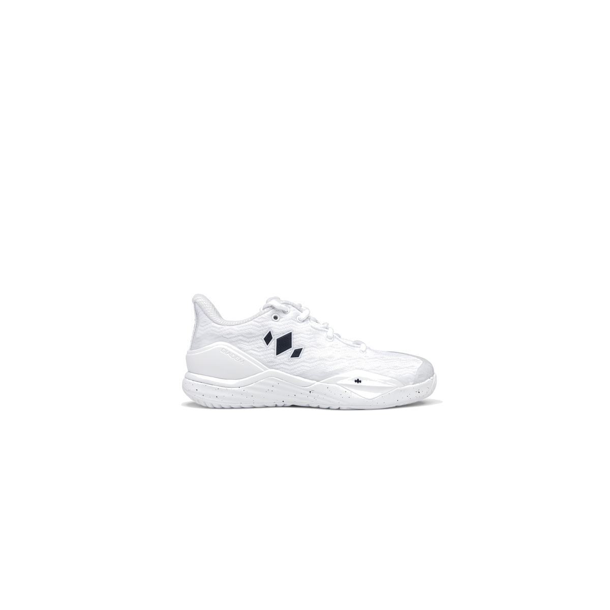 Diadem Court Burst White wide tennis shoe side view