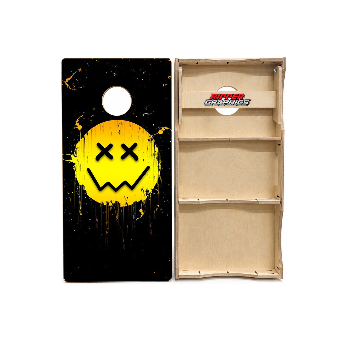 Crazy Happy Face Cornhole Design product photo