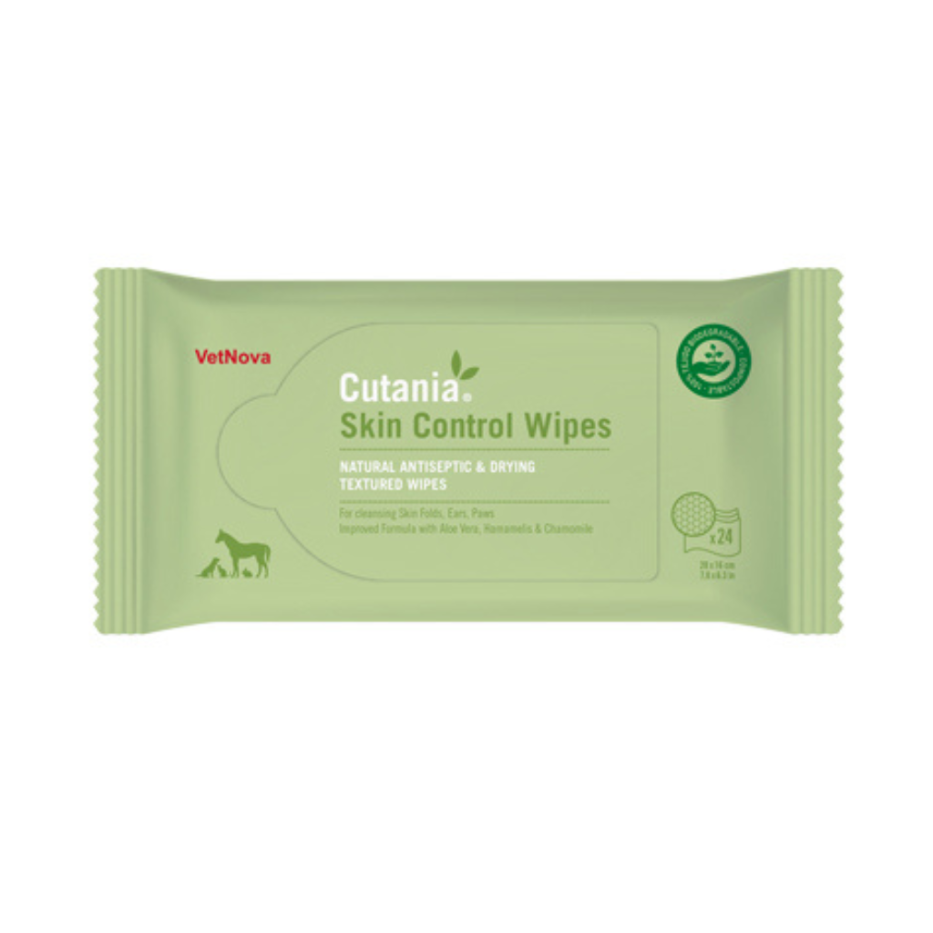 Cutania Skin Control Antiseptic & Drying Wipes for Dogs, Cats, Horses & Small Animals (24 wipes)