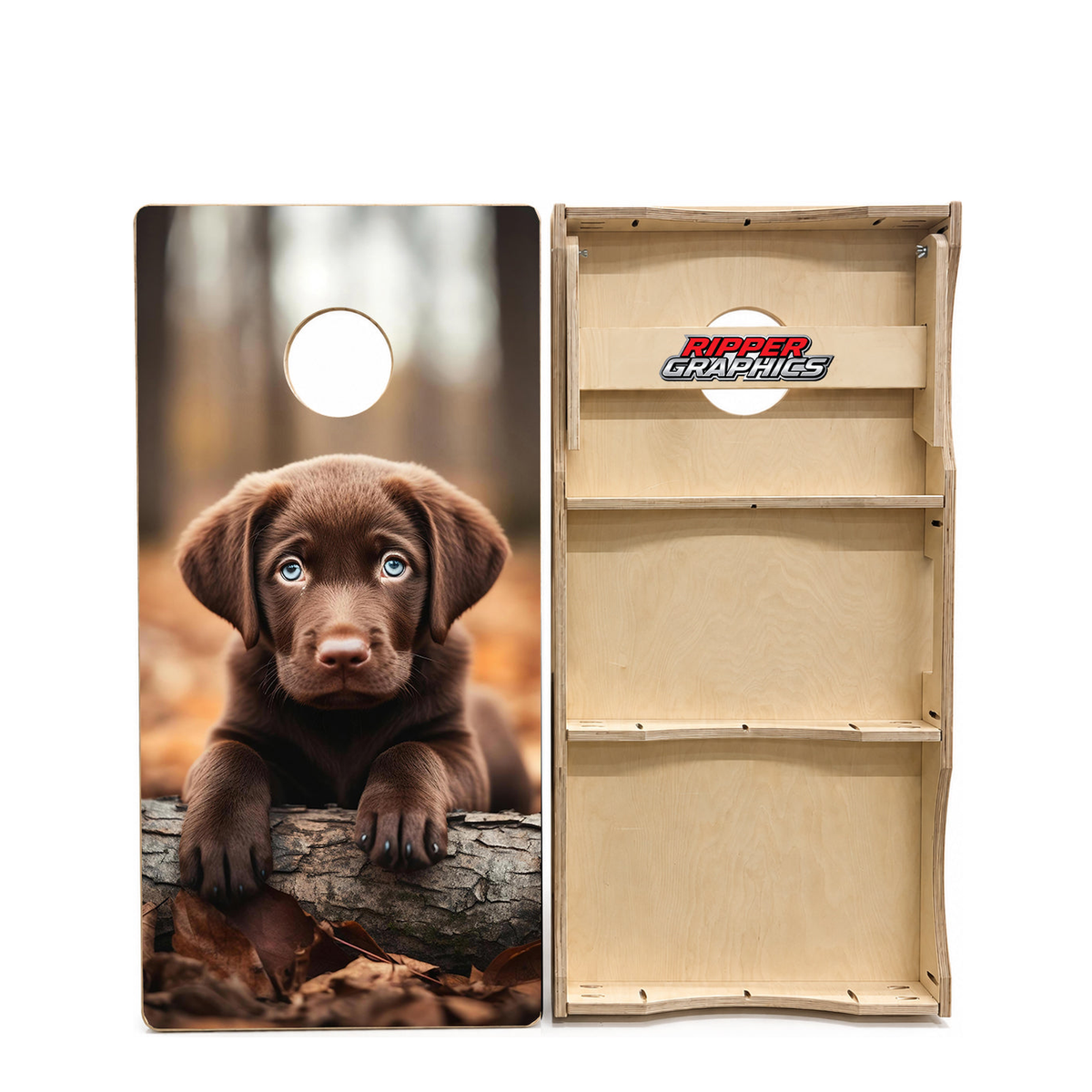 Cute Chocolate Labrador Retreive Puppy Cornhole Design product photo