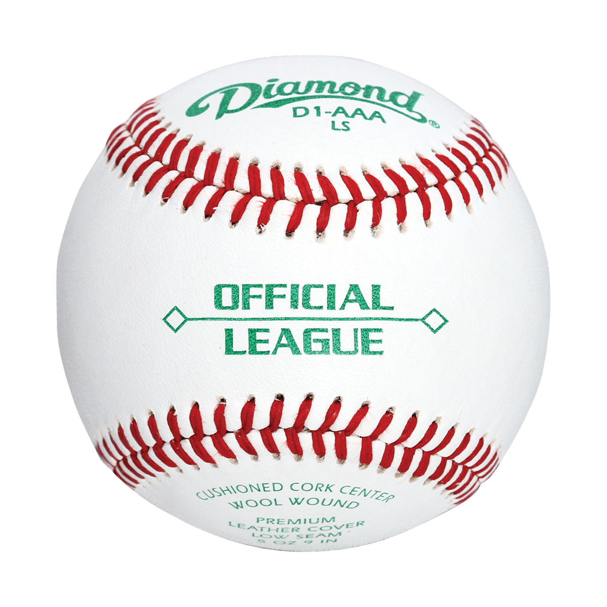 Diamond D1-AAA LS Semi-Pro Low Seam Baseballs - Front view