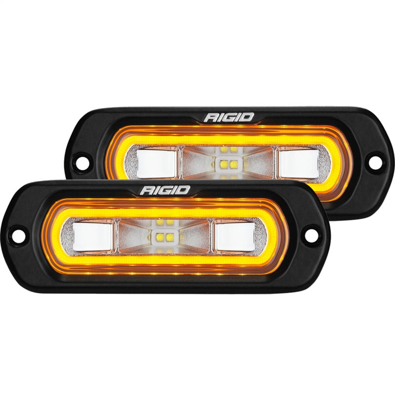 Rigid Industries SR-L Series Flush Mount LED Spreader Pair w/ Amber Halo - Universal - View 3