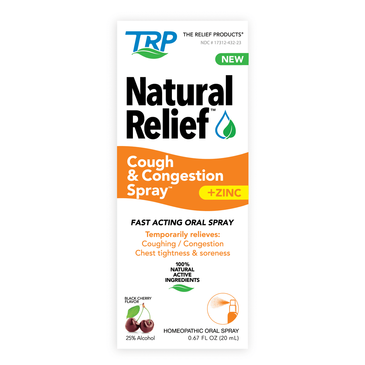 TRP Company Black Cherry Cold & Congestion Relief Spray, 0.67 fl oz