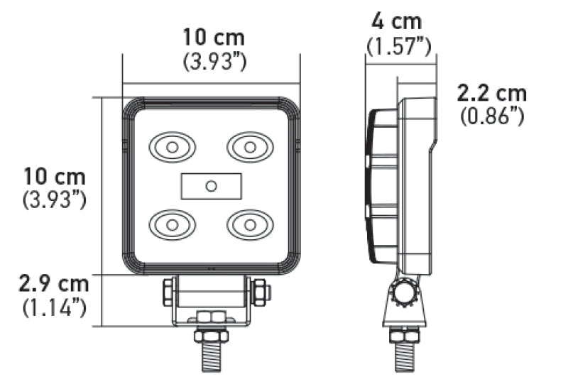 Hella ValueFit Work Light 4SQ LED MV CR LT - View 4