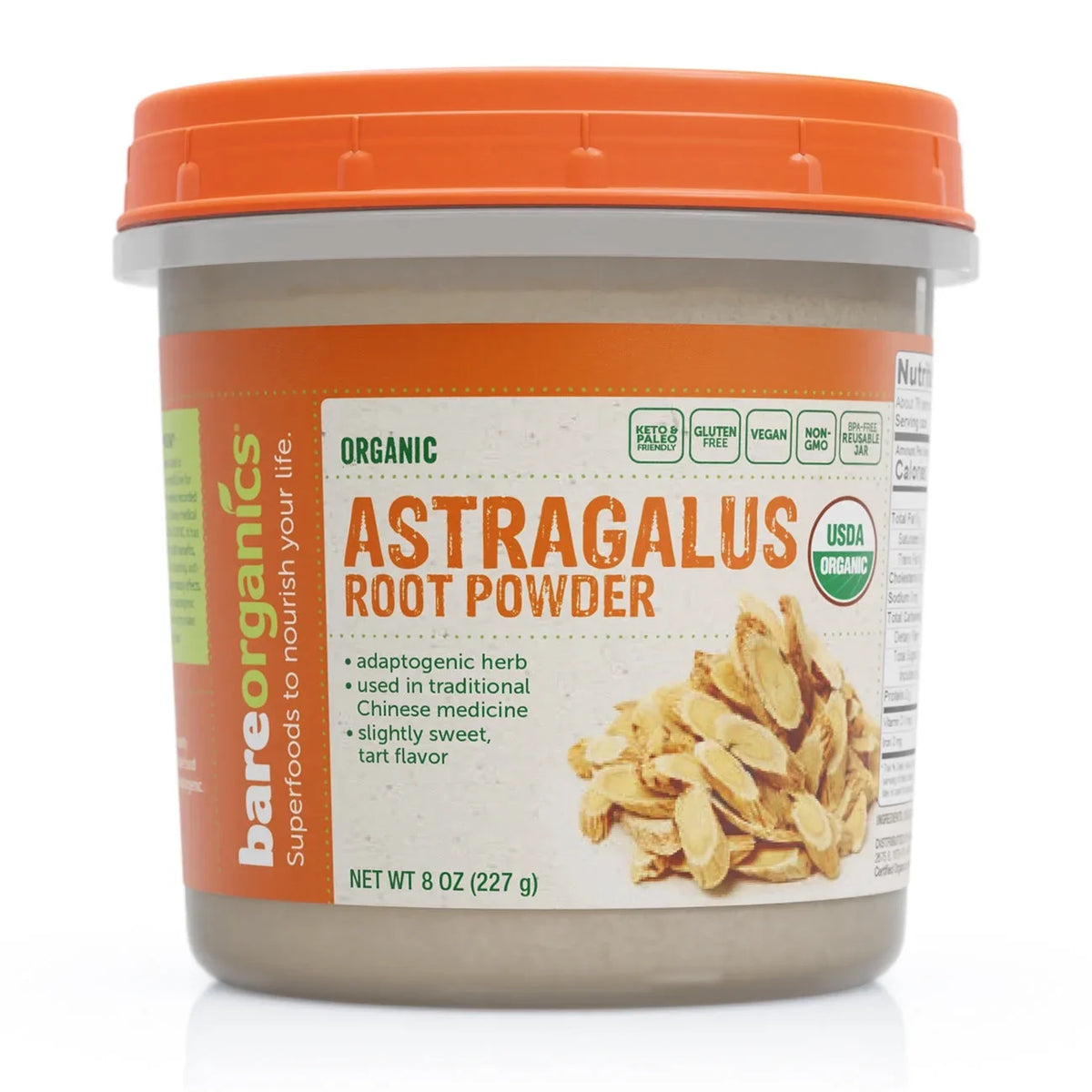 Bare Organics Organic Astragalus Root Powder, 8 oz