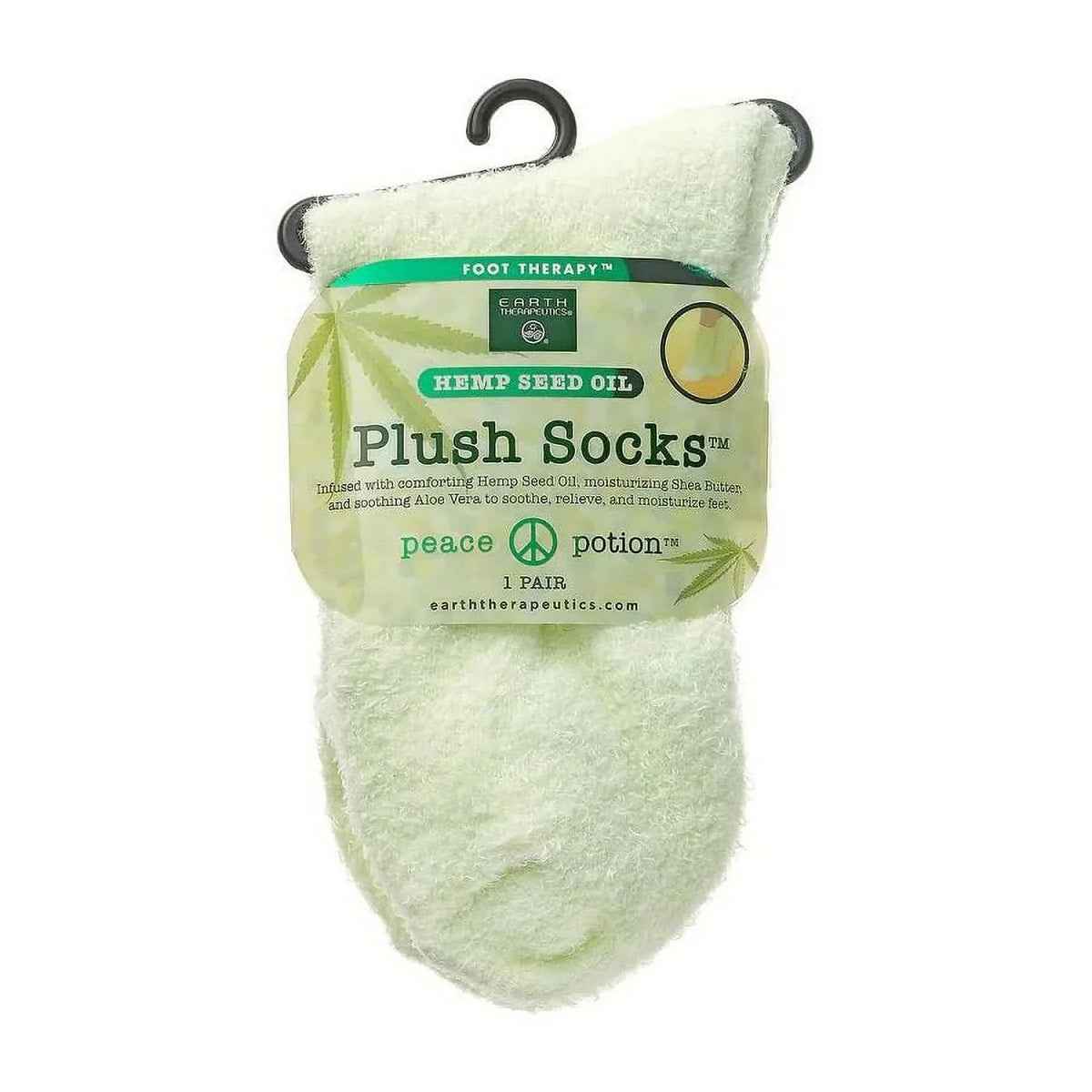 Earth Therapeutics Green Aloe Socks with Hemp Seed Oil, 1 pair