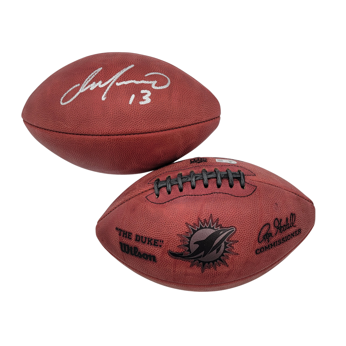 Dan Marino Signed Miami Dolphins NFL Duke Metallic Logo Football | Beckett Witnessed