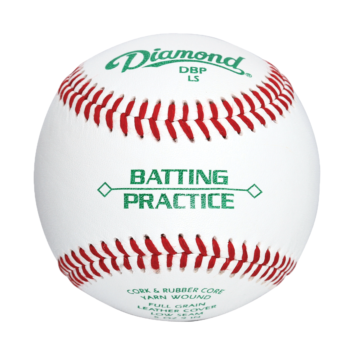 Diamond DBP LS Batting Practice Low Seam Baseballs - Front view