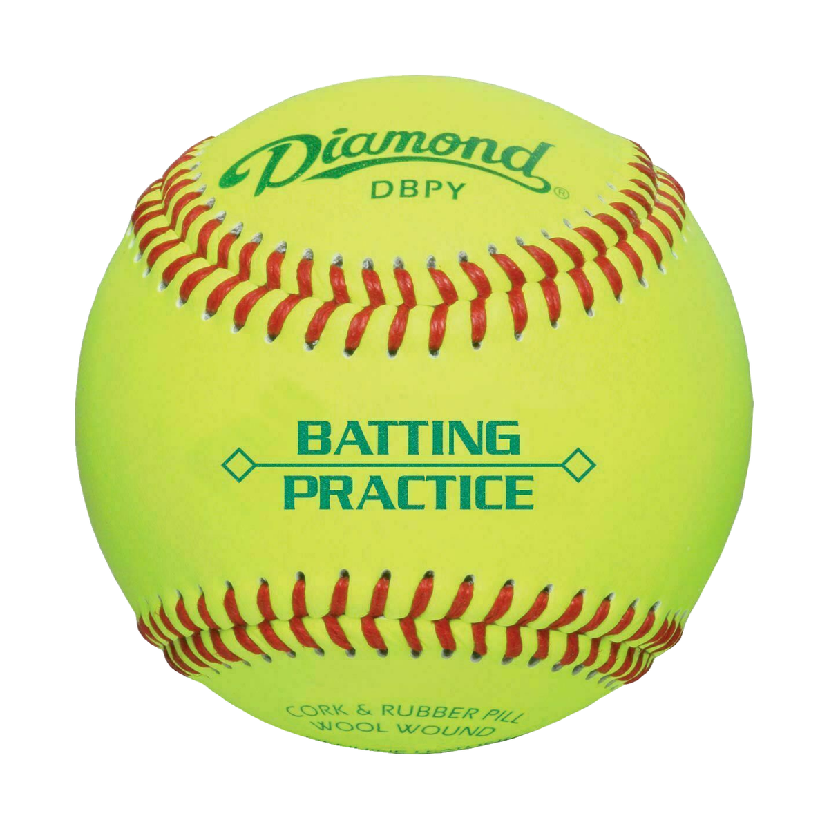 Diamond DBPY Optic Yellow Batting Practice Baseballs - Front view
