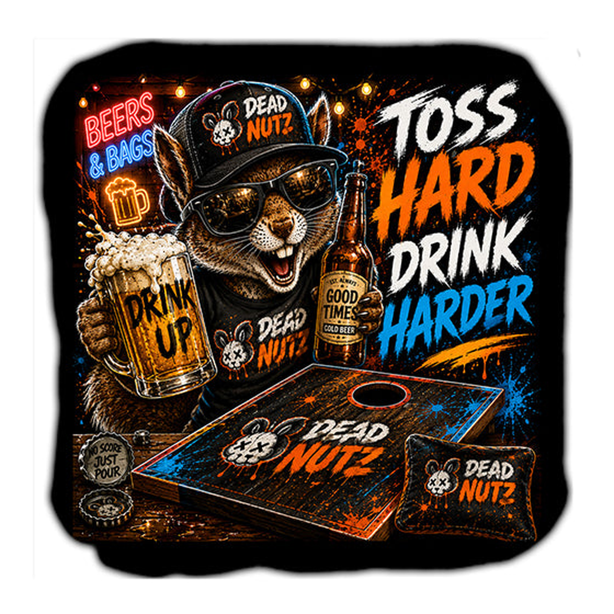 Dead Nutz Toss Hard Drink Harder Cornhole Bags Set of 4 - Great Call Athletics