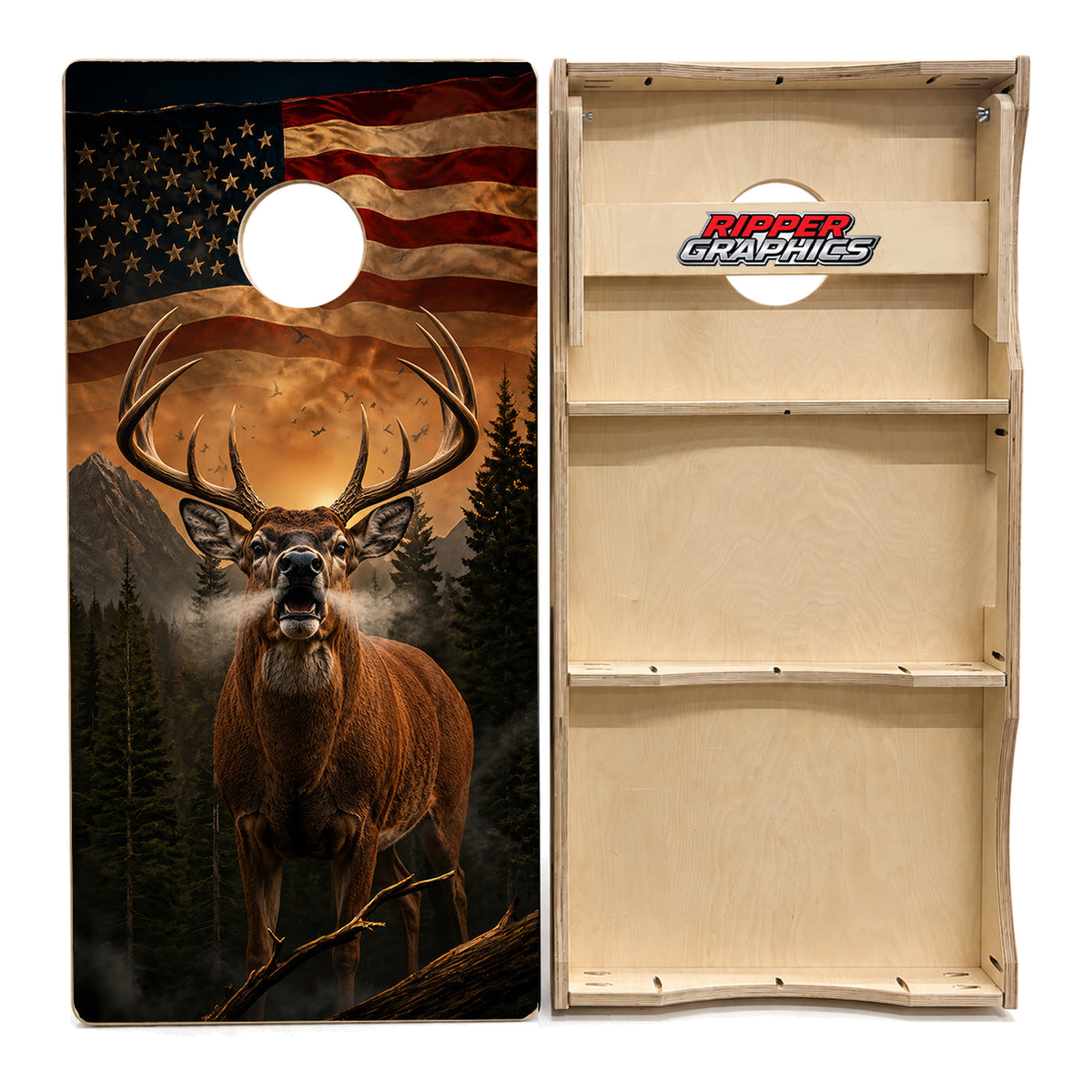 Deer Buck American Flag Cornhole Design - CH5059 - Great Call Athletics