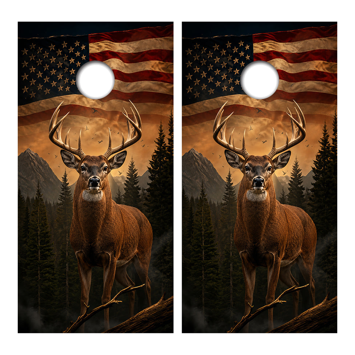 Deer Buck American Flag Cornhole Design - Corn5058 - Great Call Athletics