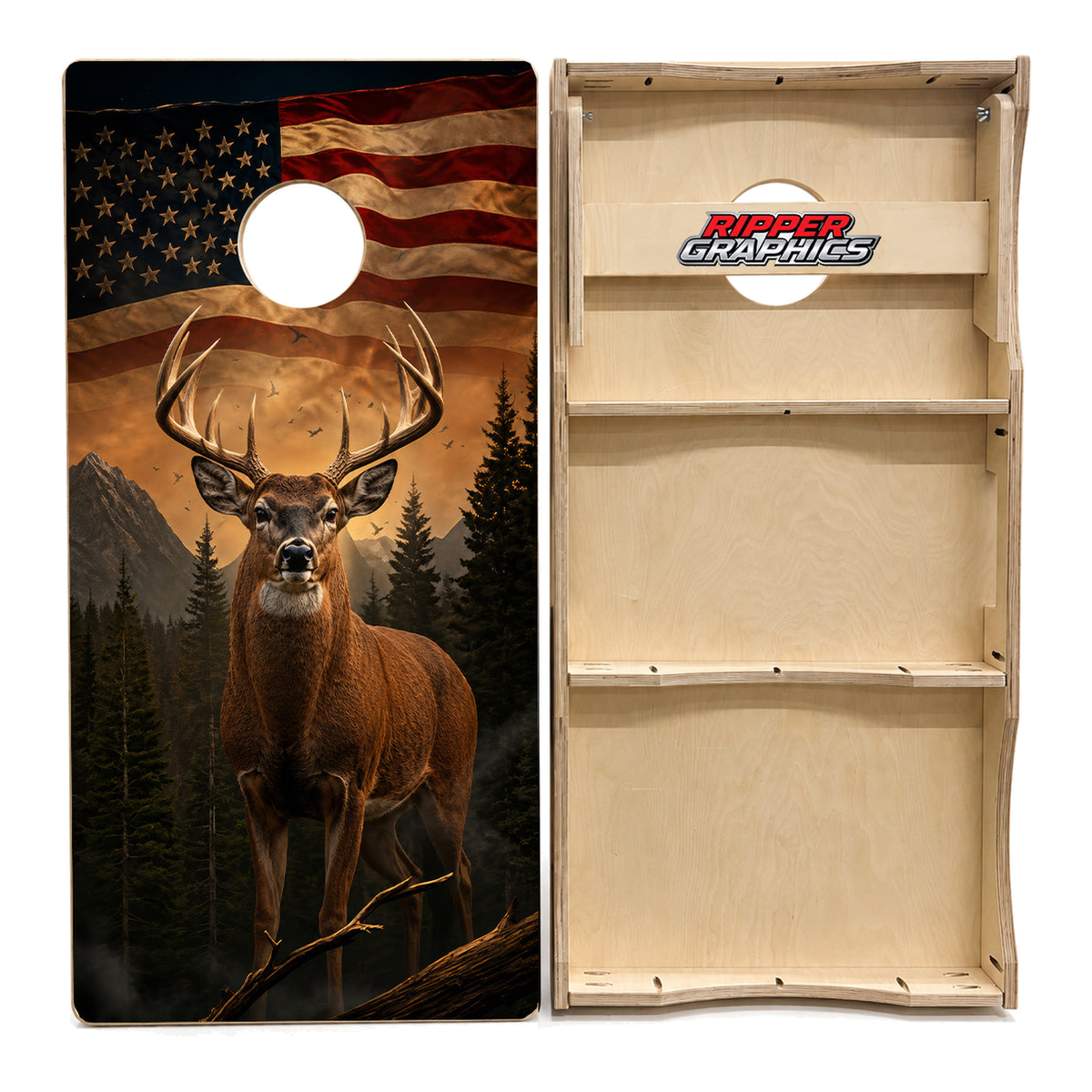 Deer Buck American Flag Cornhole Design - CH5058 - Great Call Athletics
