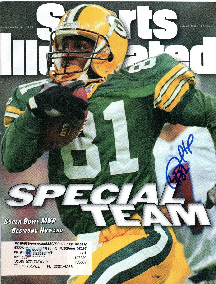 Desmond Howard Autographed Green Bay Packers Sports Illustrated 2/3/97 Beckett Authenticated