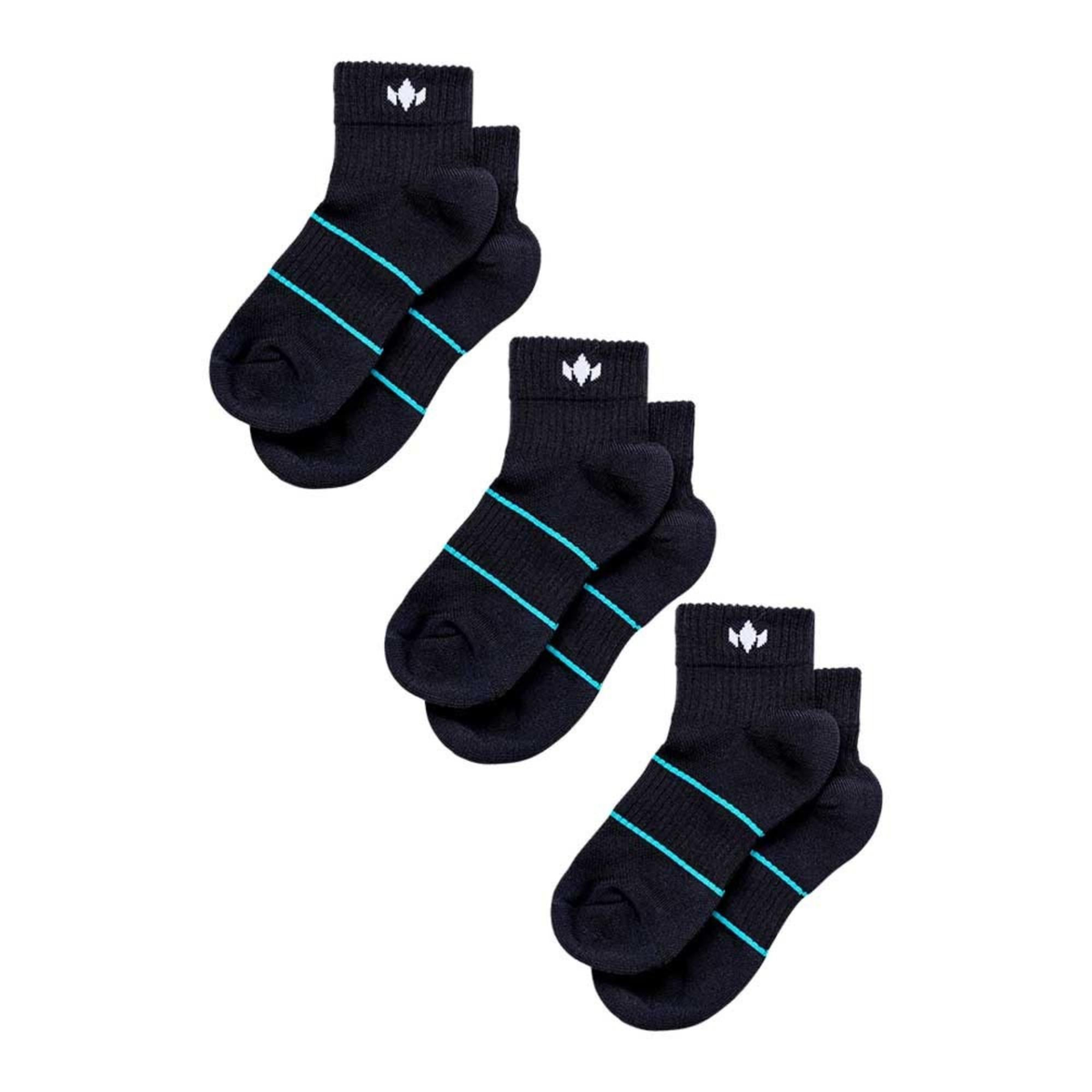 Diadem Performance Quarter Socks in Black - 3-pack