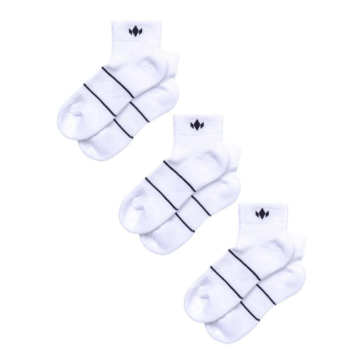 Diadem Performance Quarter Socks in White - 3-pack