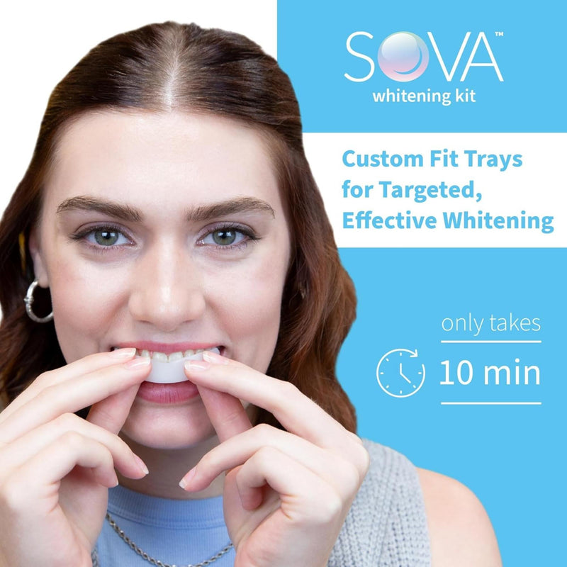 Teeth whitening kit bundle with dental tray, storage case, and multiple gel syringes for sensitive teeth.
