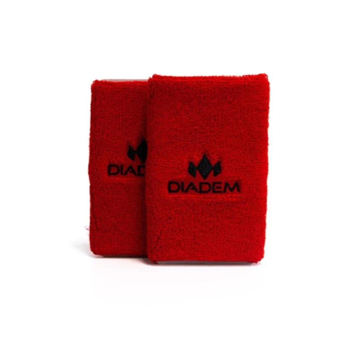 Pair of soft wristbands with embroidered logo, designed to absorb sweat during sports and athletic activities.