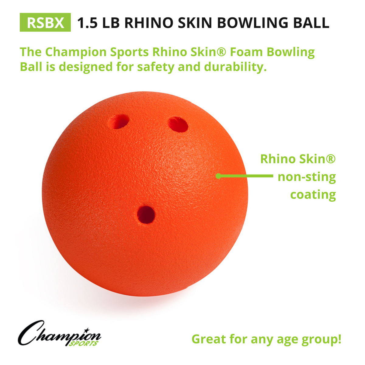 Rhino Skin 1.5 lb Foam Bowling Ball, Orange - Alternate View 5