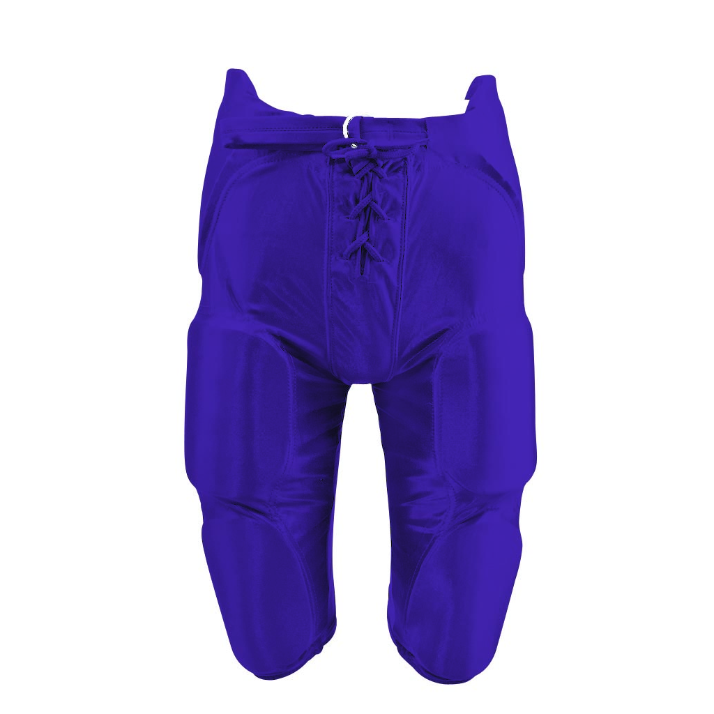 Martin Sports Integrated Dazzle Football Pants, 7 Pad Set Sewn In in Purple Adult 2XL - Front View