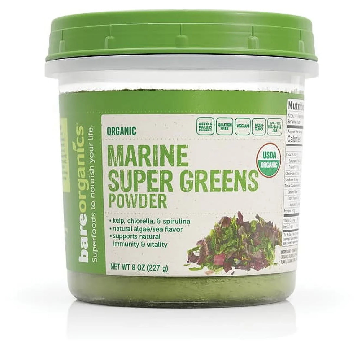 Bare Organics Organic Marine Super Greens Blend, 8 oz