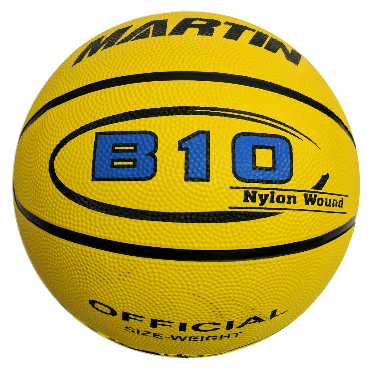 Martin Sports Rainbow Rubber Basketball, Official Size 7 in Yellow - Front View