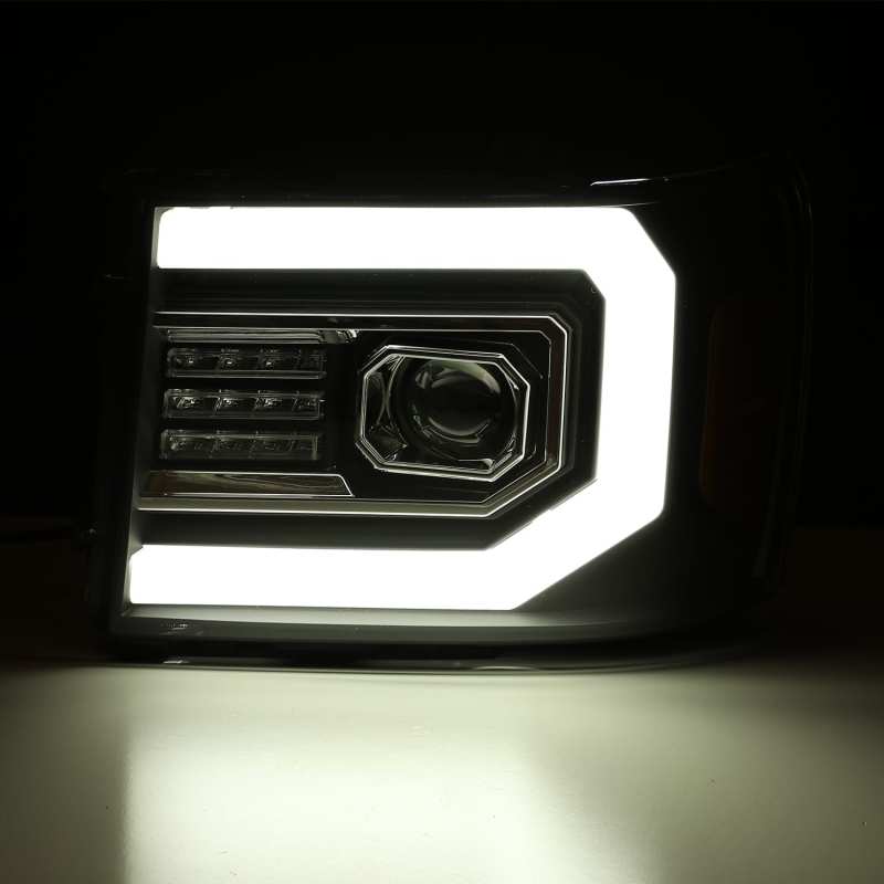 AlphaRex 07-13 GMC 1500HD PRO-Series Projector Headlights Plank Style Chrm w/Activ Light/Seq Signal - View 6