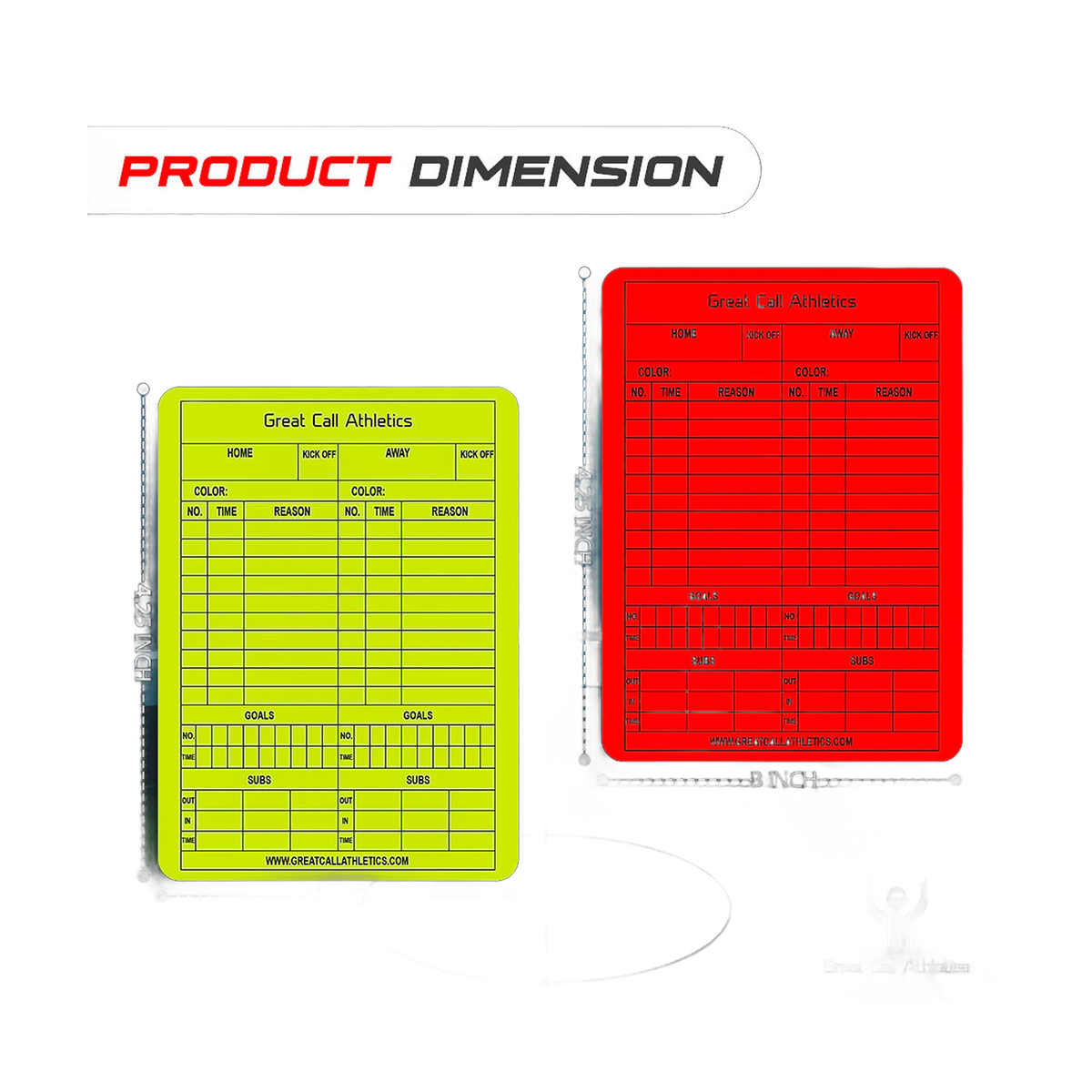 Great Call Athletics Soccer Reusable Game Card Pro Set of Yellow  Red Erasable Match Data Record