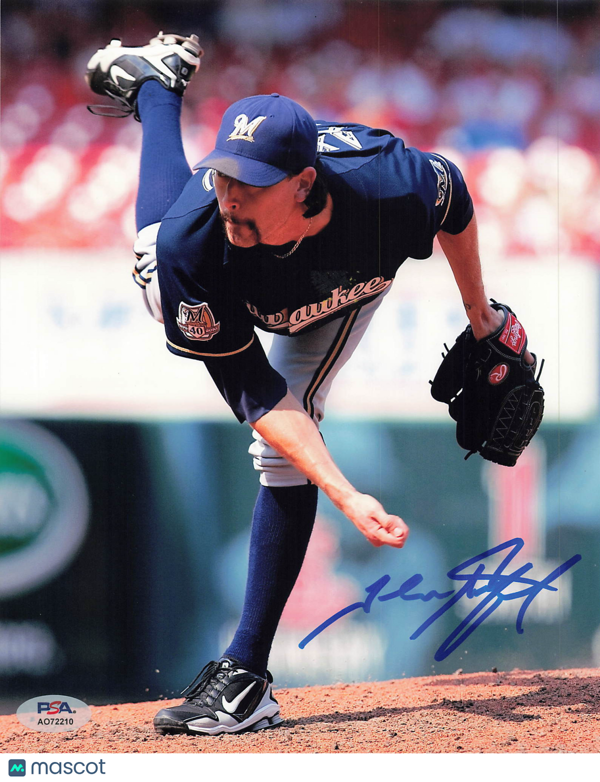 John Axford Milwaukee Brewers Signed 8x10 Photo PSA
