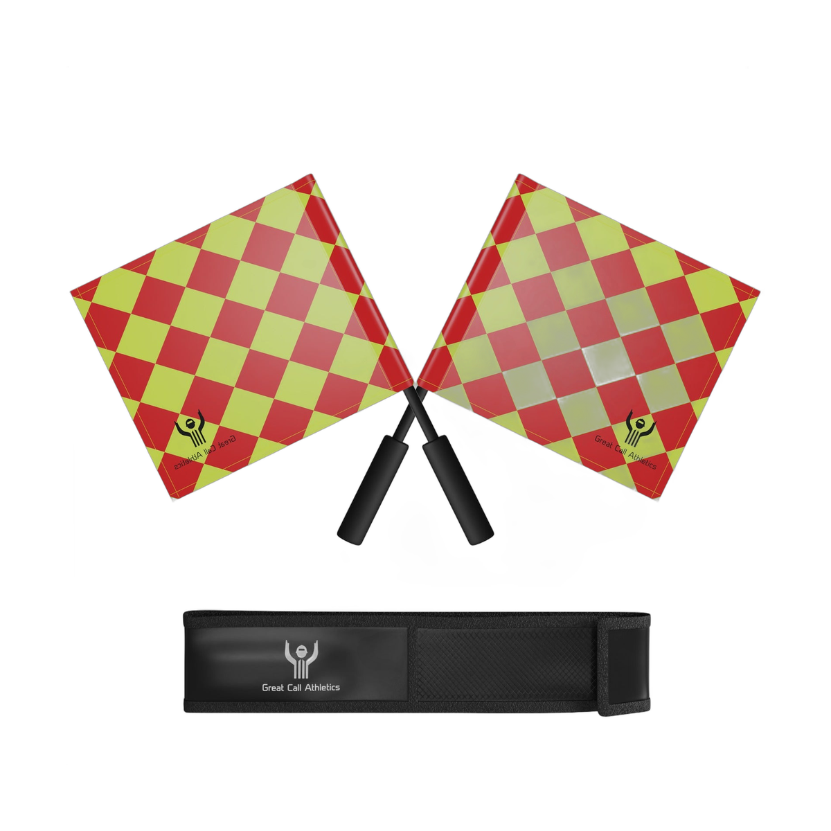 Great Call Athletics Soccer Referee Pro Flag Set Head Linesman Red Yellow Diamond Flags