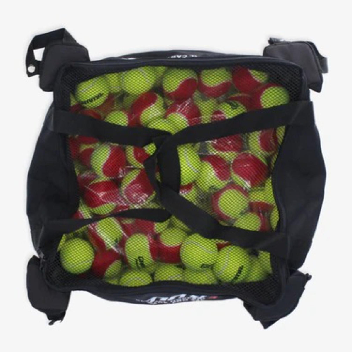 Large capacity travel cart bag with reinforced handles, zippered top, and spacious interior for carrying balls and equipment.