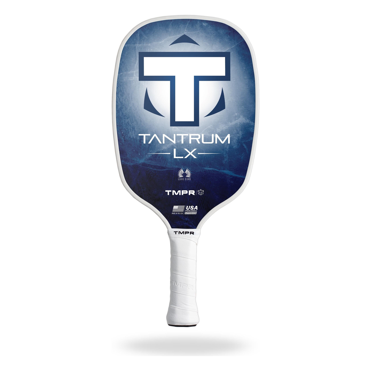 TMPR Tantrum LX Pickleball Paddle in Indigo Ice White Trim - Front View