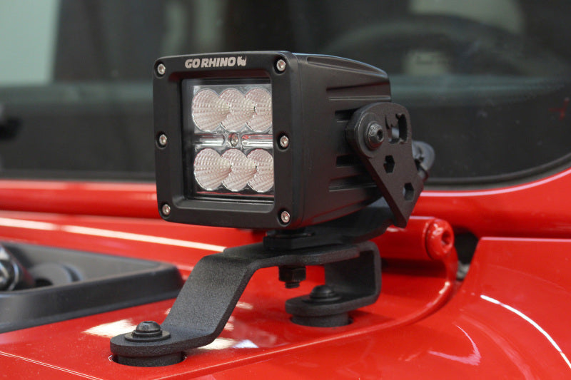 Go Rhino 18-20 Jeep Wrangler JL/JLU/Gladiator JT Light Mount - 3in Cube - View 5