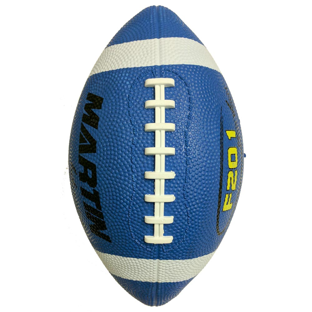 Martin Sports Rubber Football, Intermediate Size, Pebbled Grip in Blue - Front View