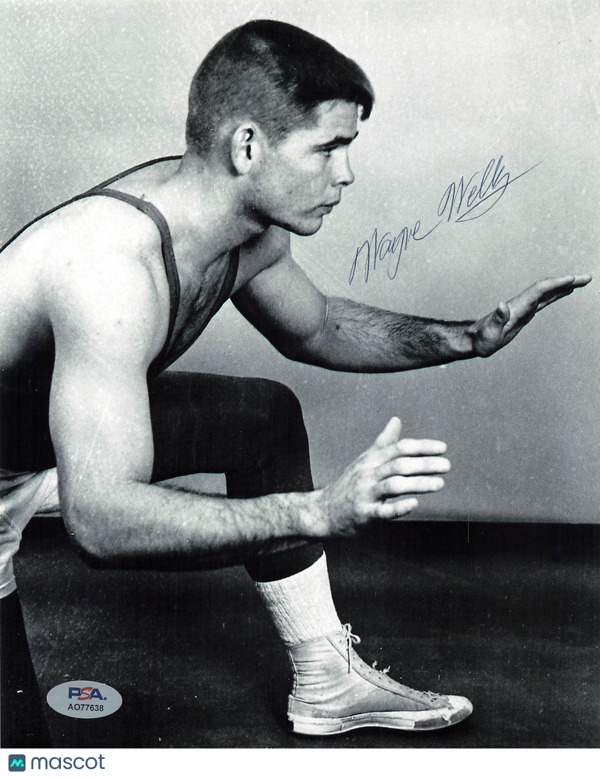 Wayne Wells Signed Wrestling 8x10 Photo PSA Autographed