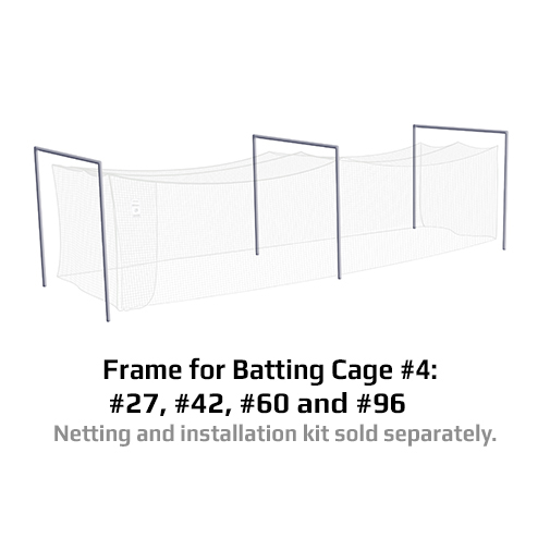 JUGS Batting Cage Frame, Galvanized Steel in Cage 4: 35' L x 12' W x 12' H / For #42 #60 and #96 Polyethylene Nets - Front View