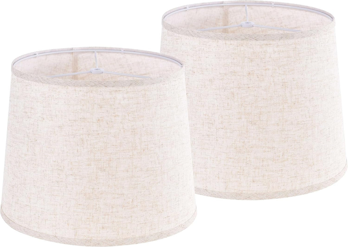 Drum Lampshade, Beige Oatmeal Linen, Spider Fitter, Multiple Sizes - View 2