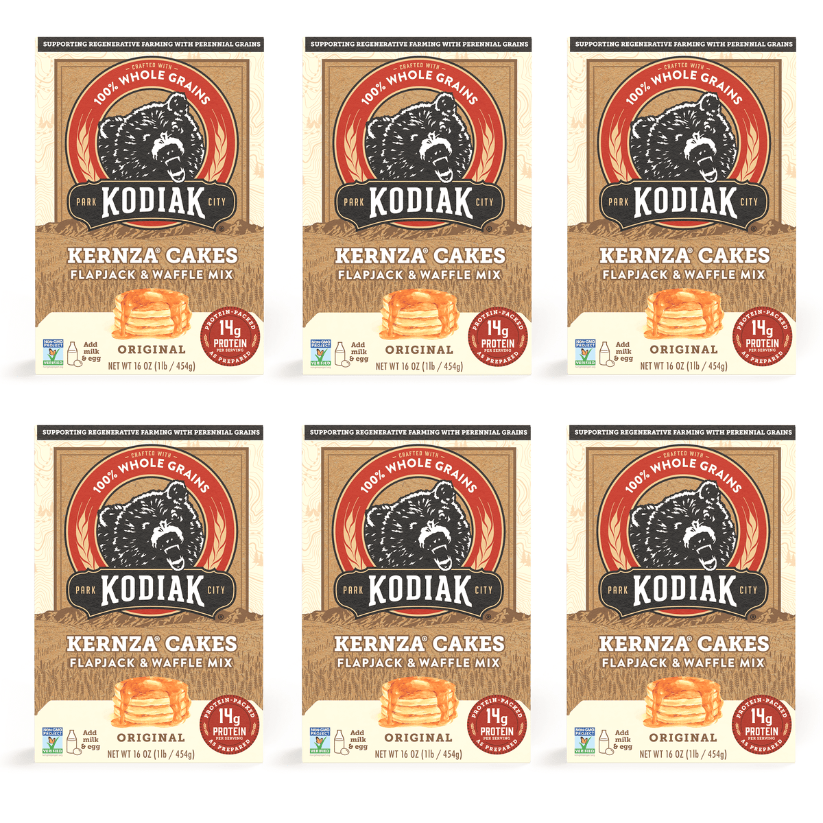 Kodiak Cakes Kernza Flapjack & Waffle Mix, 16 oz (Case of 6)