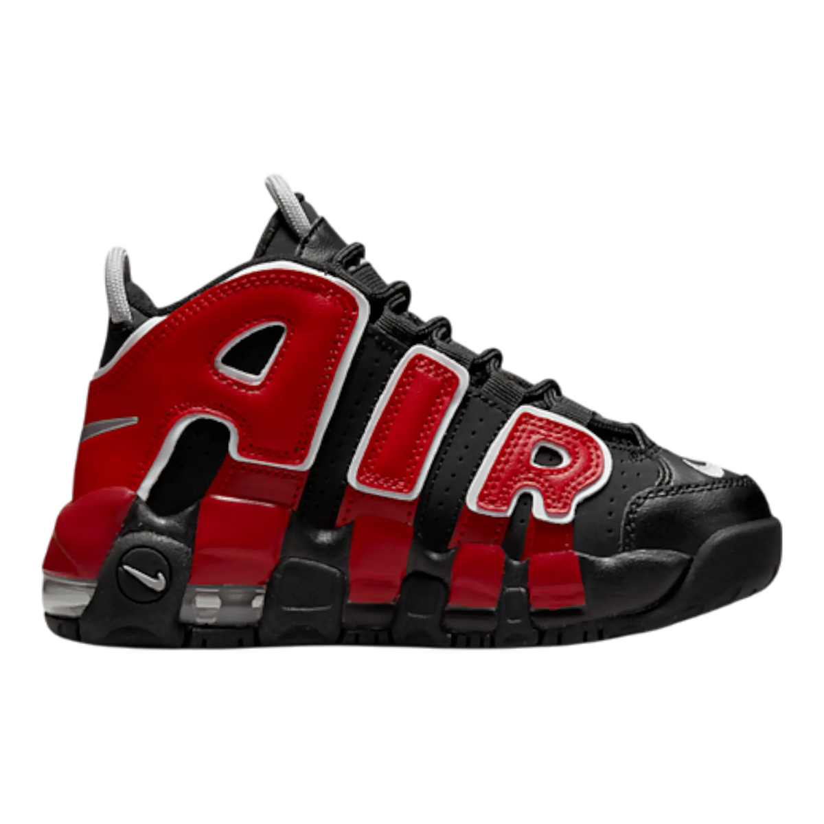 Nike Air More Uptempo Little Kids' (PS) Sneakers — Black/University Red Leather