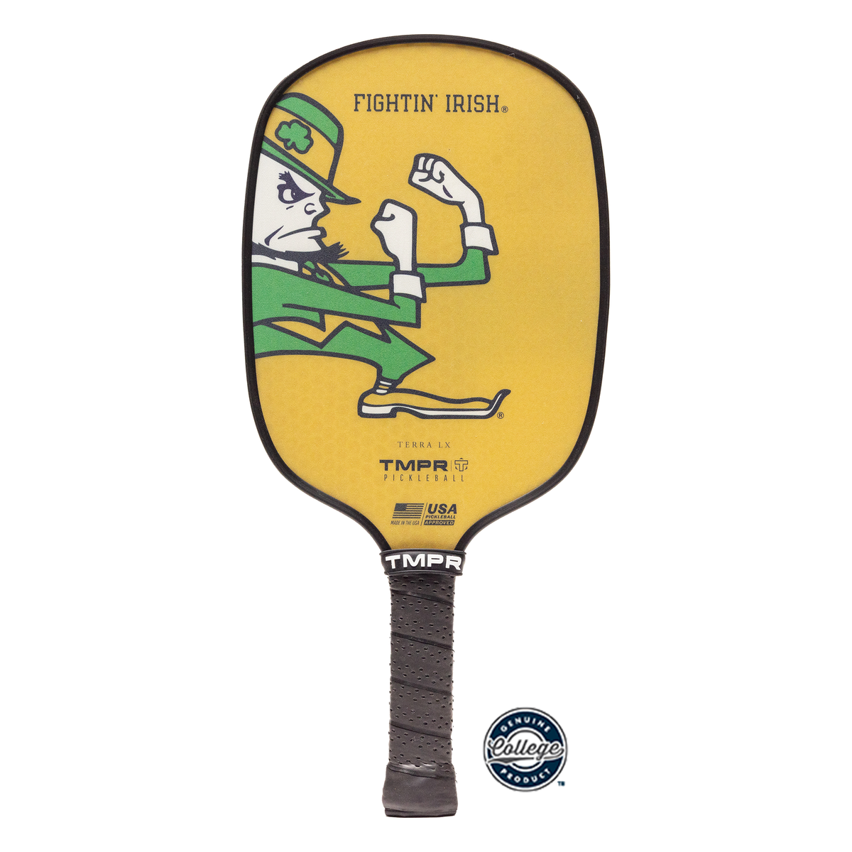 TMPR Terra LX Notre Dame Pickleball Paddle in Fightin' Irish - Front View