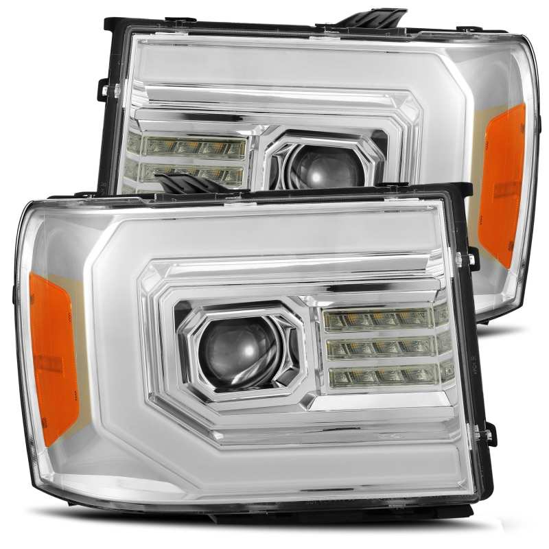 AlphaRex 07-13 GMC 1500HD PRO-Series Projector Headlights Plank Style Chrm w/Activ Light/Seq Signal - View 2