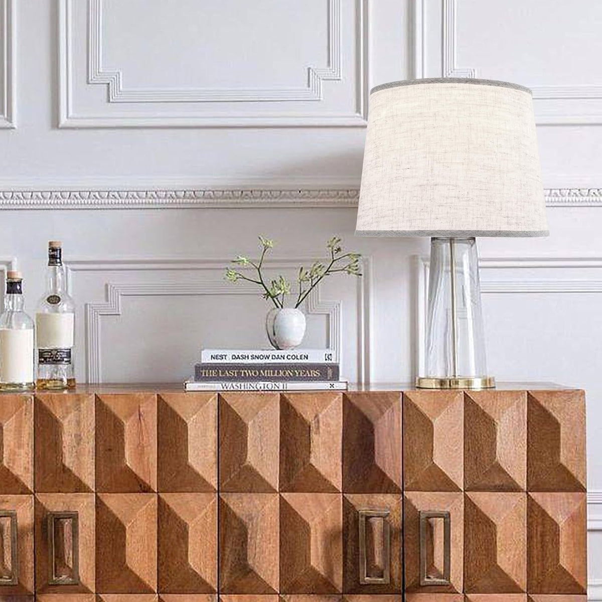Drum Lampshade, Beige Oatmeal Linen, Spider Fitter, Multiple Sizes - View 8
