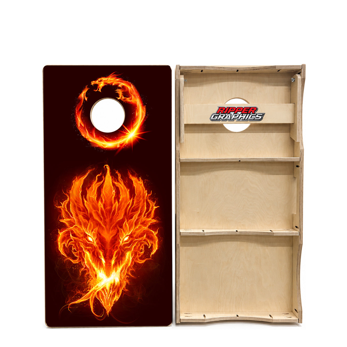Firey Dragon Head Cornhole Design product photo