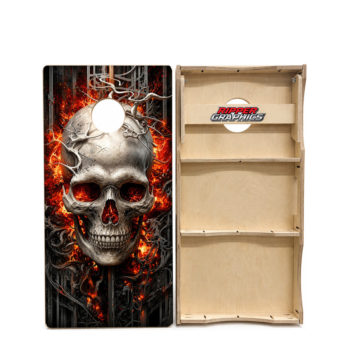 Flaming Skull Cornhole Design product photo